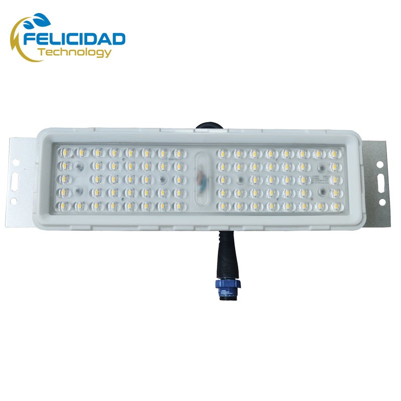 GH72FHL3-3030X72 Split-Structured LED module front view showing 72 branded SMD3030 LEDs with a flat glass lens attached separately from the frame. The uniform LED layout enhances heat dissipation and light distribution for energy-efficient outdoor lighting.