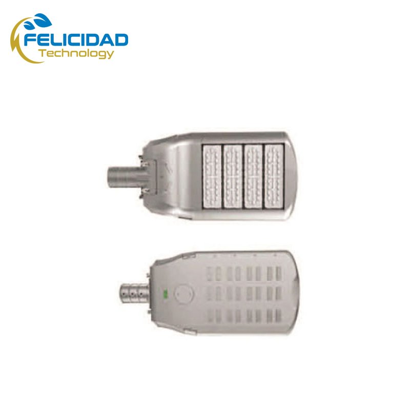 Front and back view of LED18-S007 LED street light in 4-modular design, 80W to 400W power range