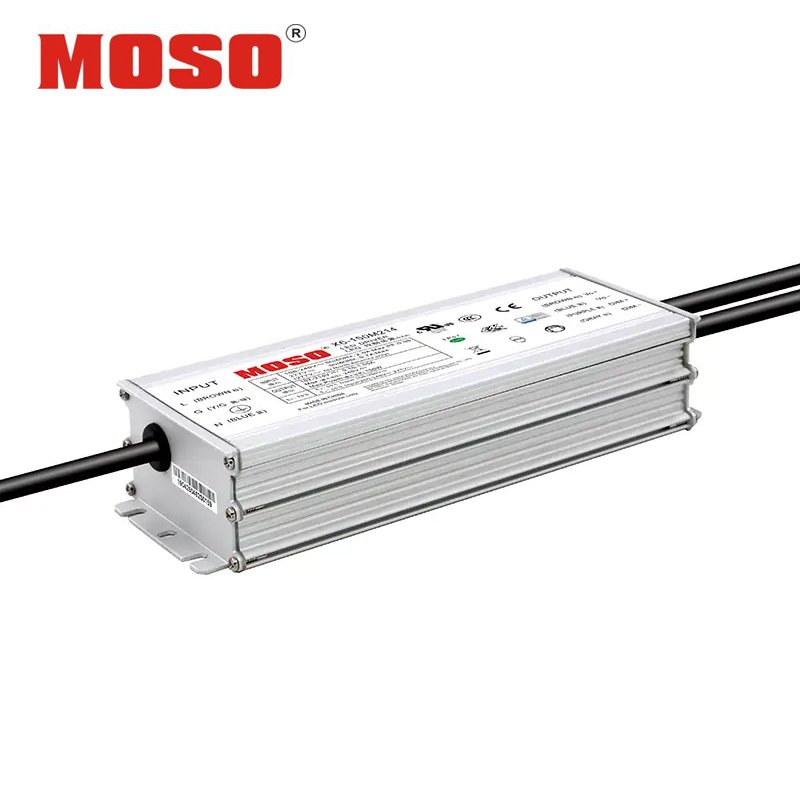 MOSO X6-150M214 LED Driver Top View - showing the durable metal casing and label details.